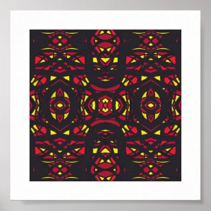 Firebrand Red Orange Yellow Abstract Gouache Art Poster