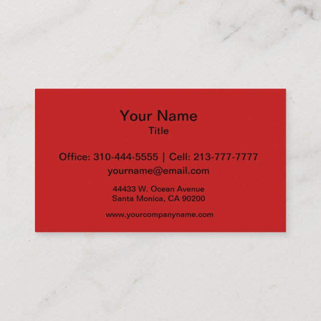 Firebrick Red Solid Colour Business Card (Back)
