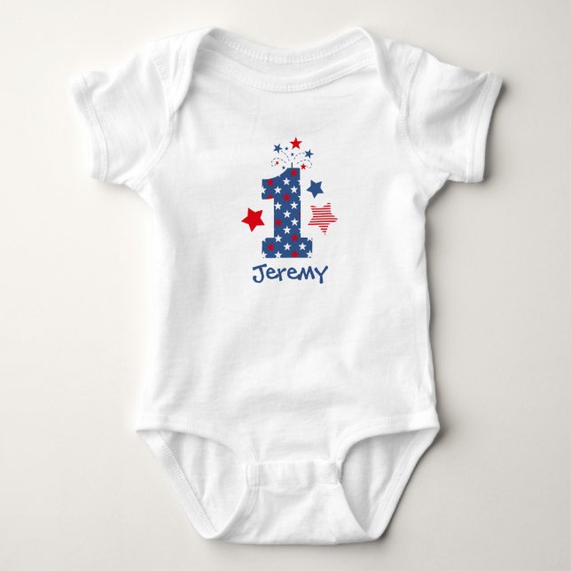 Firecracker 1st Birthday Baby Bodysuit (Front)