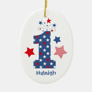Firecracker 1st Birthday Ceramic Tree Decoration