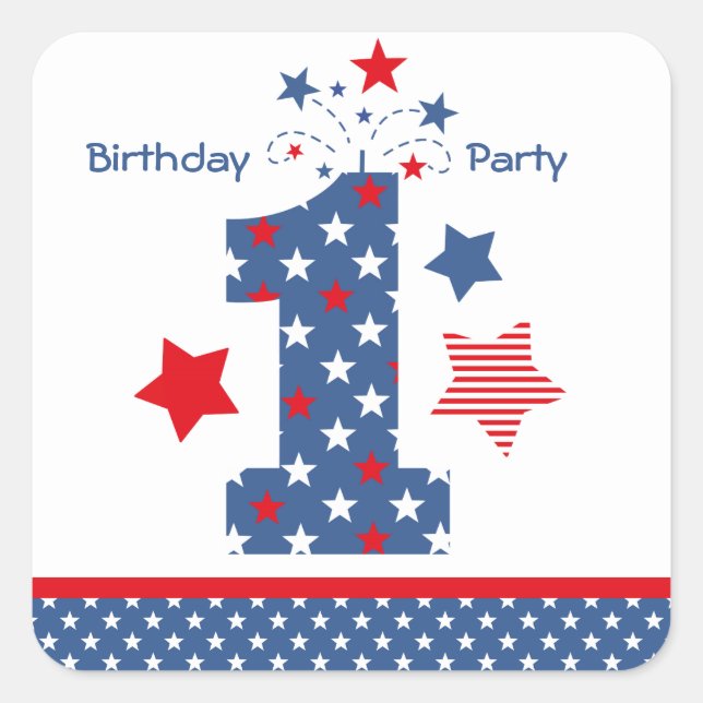 Firecracker 1st Birthday Square Sticker (Front)