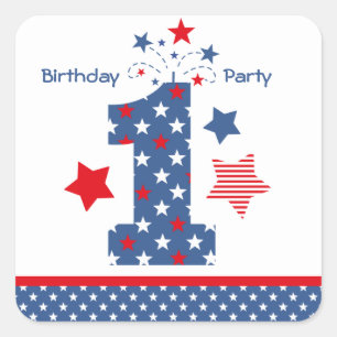 Firecracker 1st Birthday Square Sticker