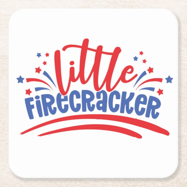 Firecracker 4th July  Square Paper Coaster (Front)