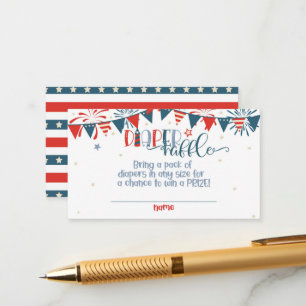 Firecracker 4th of July Baby Shower Diaper Raffle Enclosure Card