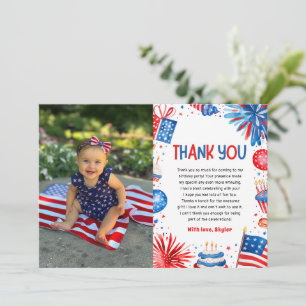 Firecracker 4th Of July Birthday Thank you card