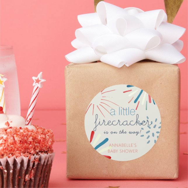 Firecracker 4th of July Fireworks Baby Shower Classic Round Sticker (Party)