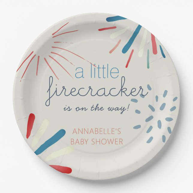 Firecracker 4th of July Fireworks Baby Shower Paper Plate (Front)