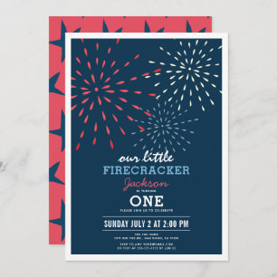 Firecracker 4th of July Fireworks Birthday Invitation