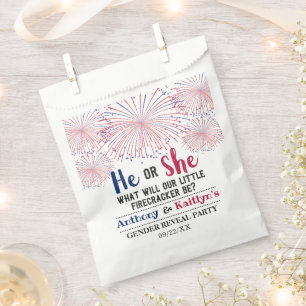 Firecracker 4th Of July Gender Reveal Party Favour Bags