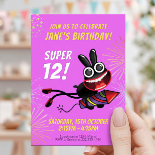Firecracker Bunny Birthday Invite