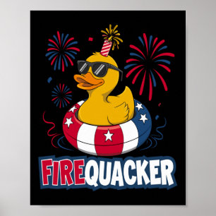 Firecracker Duck 4th Of July Patriotic Day Usa Fla Poster