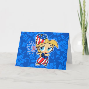 Firecracker Hula Girl Patriotic Greeting Cards