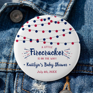 Firecracker On The Way! 4th Of July Baby Shower 6 Cm Round Badge