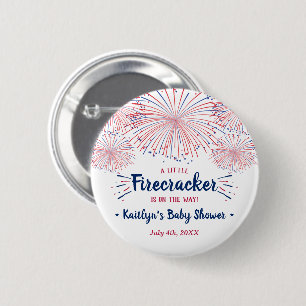 Firecracker On The Way! 4th Of July Baby Shower 6 Cm Round Badge