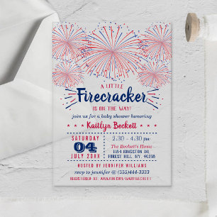 Firecracker On The Way! 4th Of July Baby Shower Acrylic Invitations
