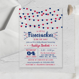 Firecracker On The Way! 4th Of July Baby Shower Acrylic Invitations
