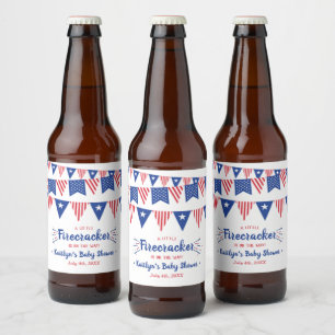 Firecracker On The Way! 4th Of July Baby Shower Beer Bottle Label