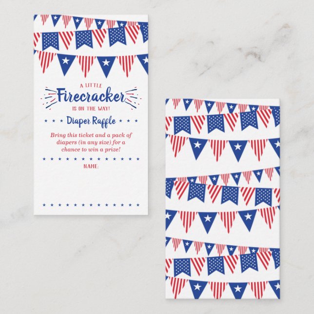 Firecracker On The Way! 4th Of July Baby Shower Enclosure Card (Front/Back)