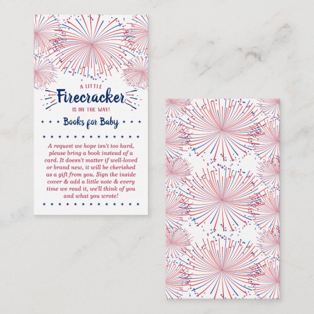 Firecracker On The Way! 4th Of July Baby Shower Enclosure Card (Front/Back)