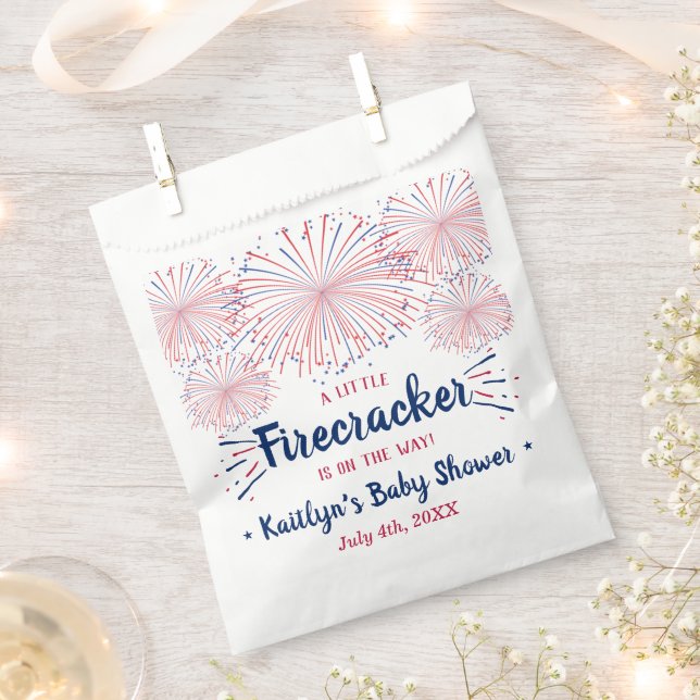 Firecracker On The Way! 4th Of July Baby Shower Favour Bags (Clipped)