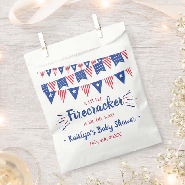 Firecracker On The Way! 4th Of July Baby Shower Favour Bags (Clipped)