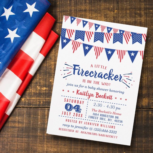 Firecracker On The Way! 4th Of July Baby Shower Invitation (Creator Uploaded)