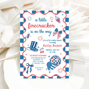 Firecracker On The Way 4th Of July Baby Shower Invitation
