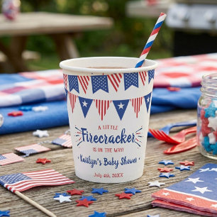 Firecracker On The Way! 4th Of July Baby Shower Paper Cups
