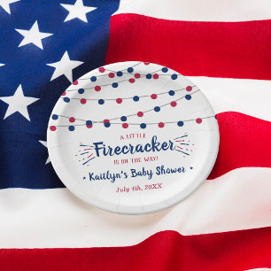 Firecracker On The Way! 4th Of July Baby Shower Paper Plate