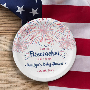 Firecracker On The Way! 4th Of July Baby Shower Paper Plate