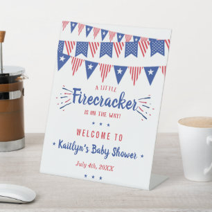 Firecracker On The Way! 4th Of July Baby Shower Pedestal Sign