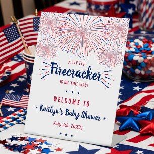 Firecracker On The Way! 4th Of July Baby Shower Pedestal Sign