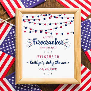 Firecracker On The Way! 4th Of July Baby Shower Poster