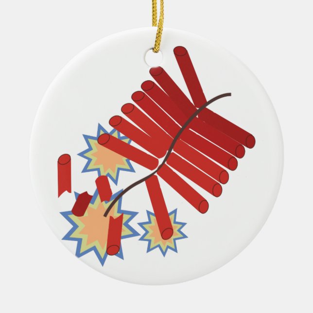 Firecrackers Ceramic Tree Decoration (Front)