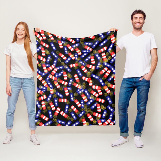 Firecrackers for the 4th of July Fleece Blanket (In Situ)