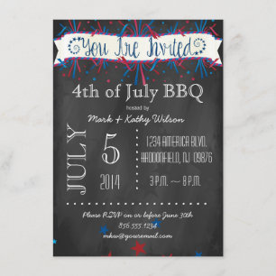 Firecrackers & Stars 4th of July Party Invitation