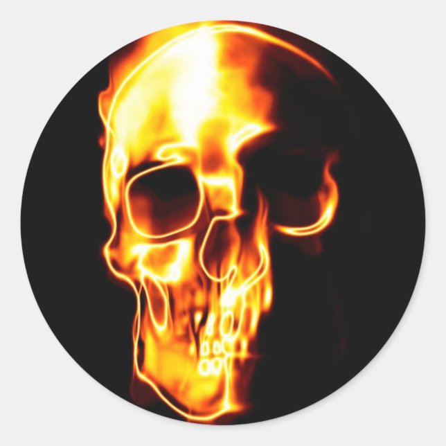 Fired skull classic round sticker (Front)