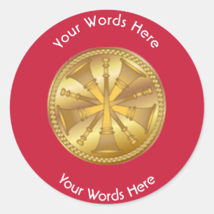 Firefighter 5 Bugle Chiefs Gold Medallion Classic Round Sticker