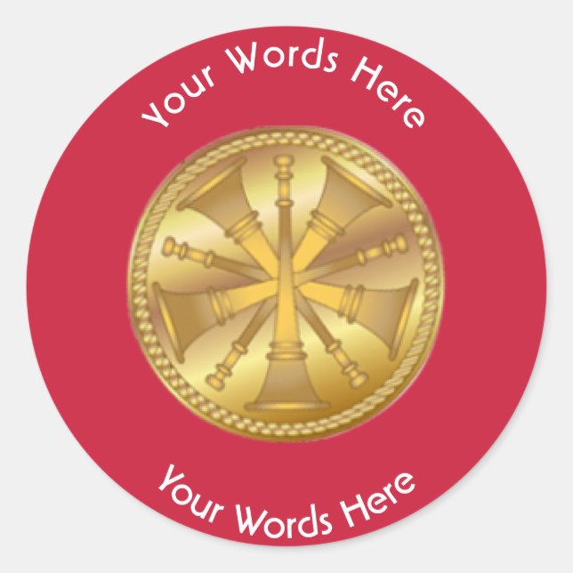 Firefighter 5 Bugle Chiefs Gold Medallion Classic Round Sticker (Front)