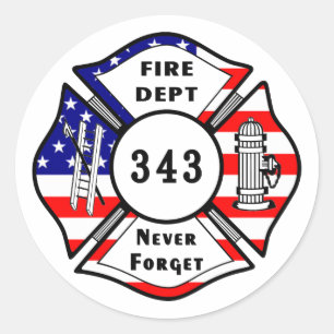 Firefighter 9/11 Never Forget 343 Classic Round Sticker