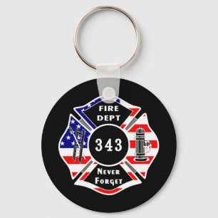 Firefighter 9/11 Never Forget 343 Key Ring