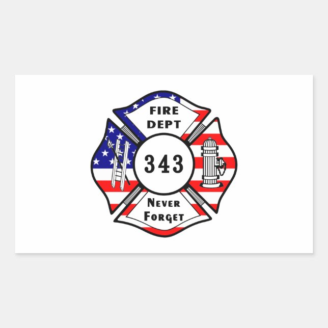 Firefighter 9/11 Never Forget 343 Rectangular Sticker (Front)