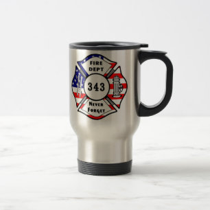 Firefighter 9/11 Never Forget 343 Travel Mug