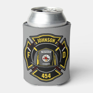 Firefighter ADD NAME Fire Department Rescue Team Can Cooler