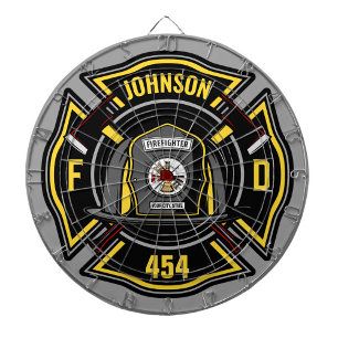 Firefighter ADD NAME Fire Department Rescue Team Dartboard