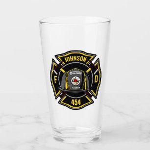 Firefighter ADD NAME Fire Department Rescue Team Glass