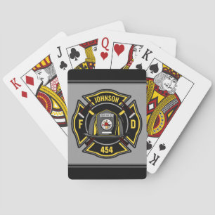 Firefighter ADD NAME Fire Department Rescue Team Playing Cards
