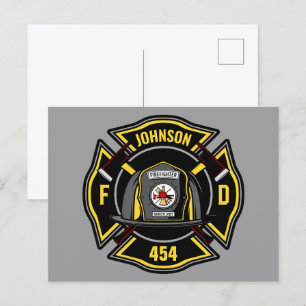 Firefighter ADD NAME Fire Department Rescue Team Postcard