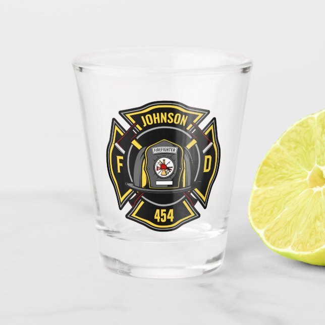 Firefighter ADD NAME Fire Department Rescue Team Shot Glass (Front)