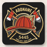 Firefighter ADD NAME Fire Station Department Badge